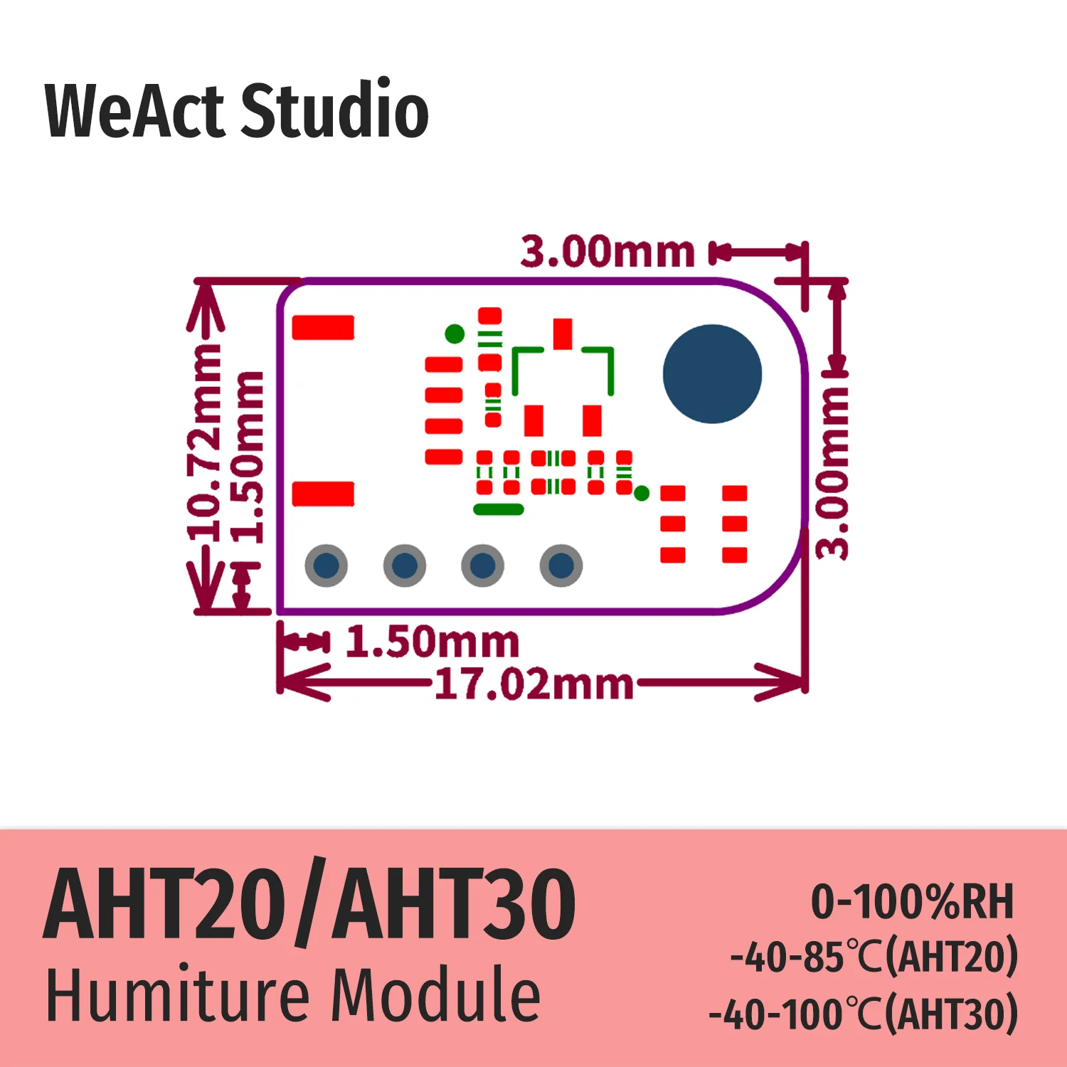 디지털 온도 및 습도 센서 AHT20-F AHT30 AHT20 모듈 미니 [WeAct-Studio-050]