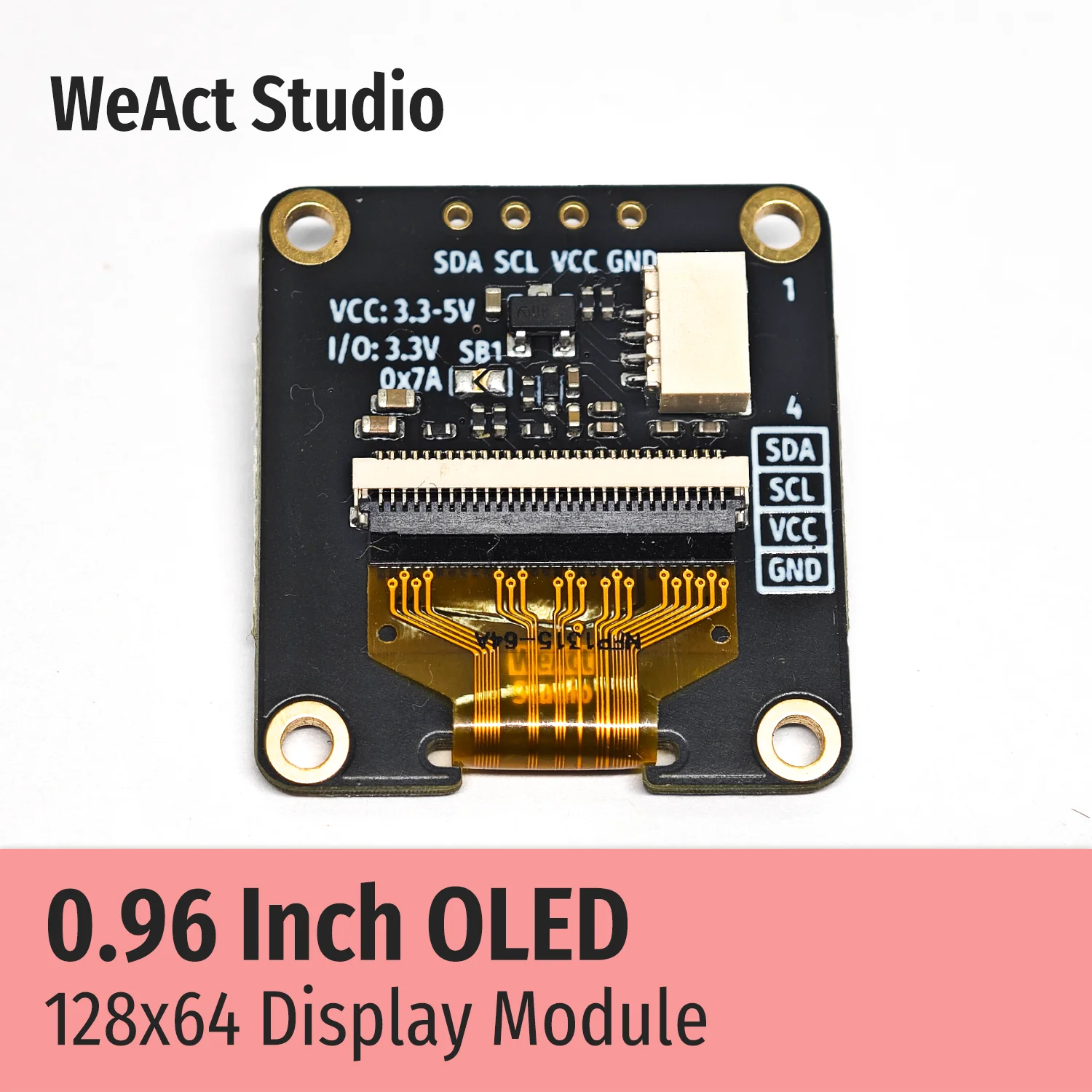 WeAct 0.96인치 OLED 모듈 (128x64 해상도 I2C 인터페이스 SD1315 드라이버 탑재) [WeAct-Studio-034]