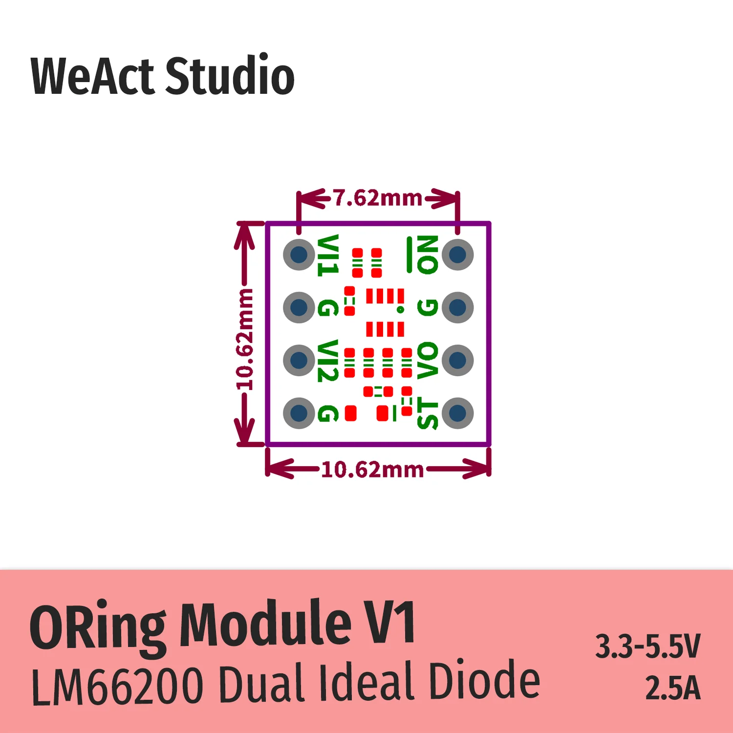 ORing 모듈 LM66200 자동 스위치오버 WeAct를 갖춘 듀얼 아이디얼 다이오드 [WeAct-Studio-049]