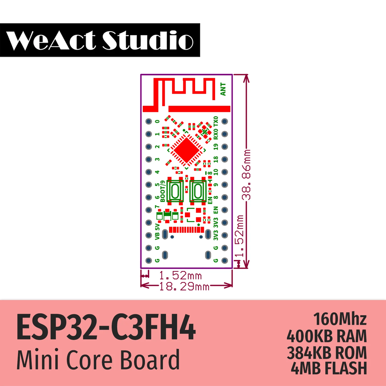 ESP32 ESP-32 ESP32C3 ESP32-C3FH4 개발 보드 무선 WiFi Bluetooth 호환 모듈 Micropython [WeAct Studio-067]