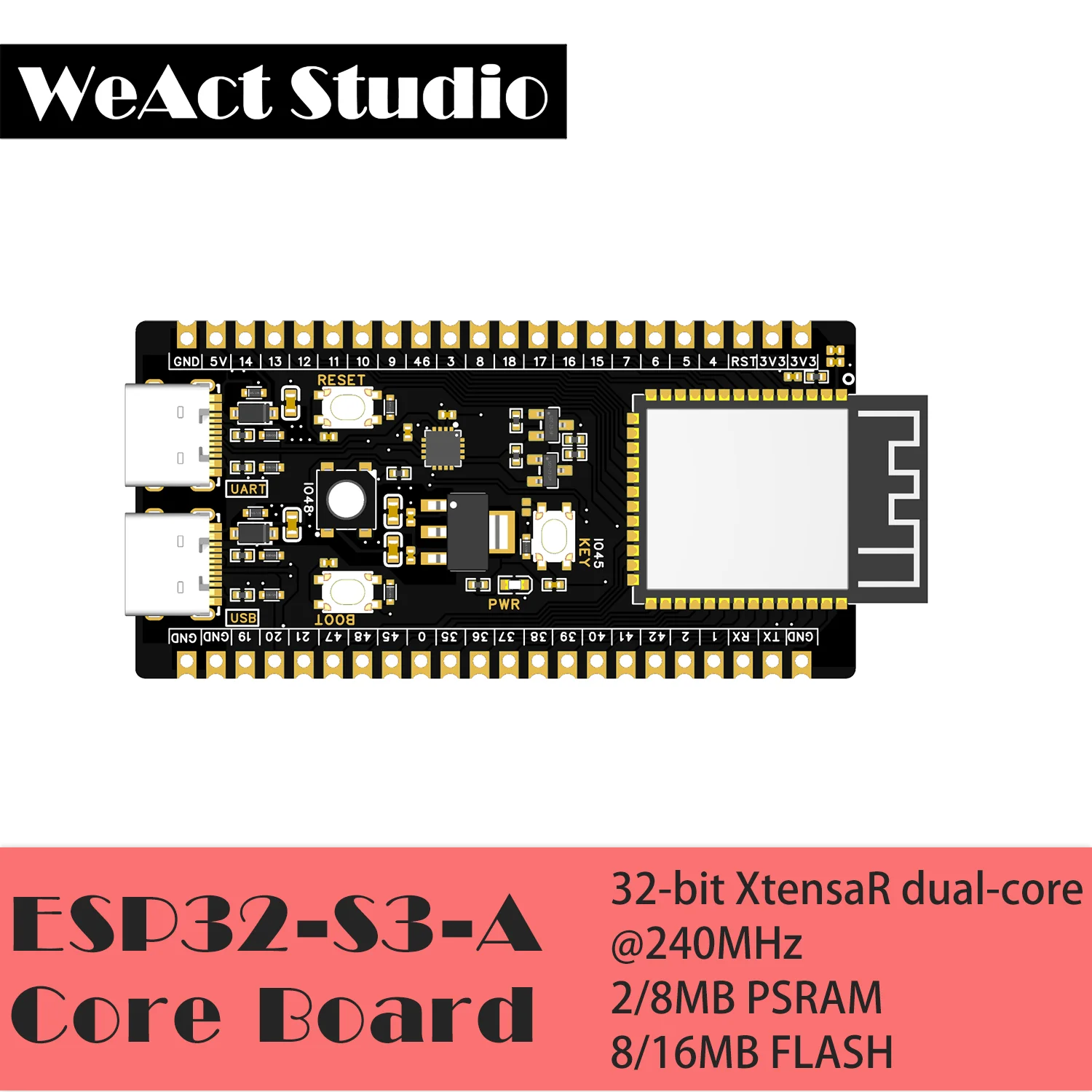 ESP32-S3-DevKitC-1 ESP32-S3 WiFi Bluetooth 호환 BLE 5.0 메시 개발 보드 ESP32 무선 모듈 Micropython [WeAct Studio-069]