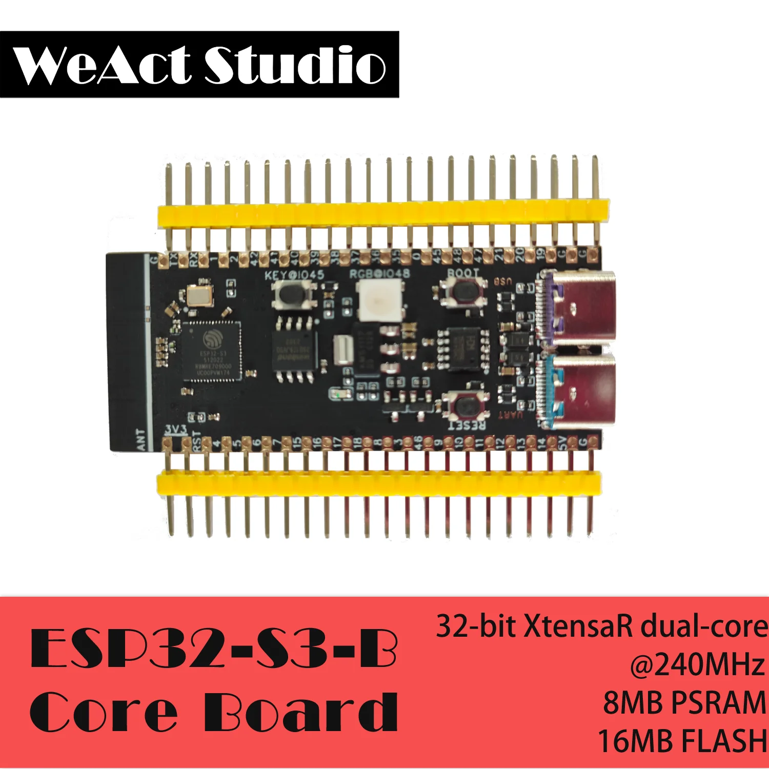 ESP32-S3-N16R8 WiFi Bluetooth 호환 BLE 5.0 메시 개발 보드 ESP32S3 무선 모듈 Micropython [WeAct Studio-072]