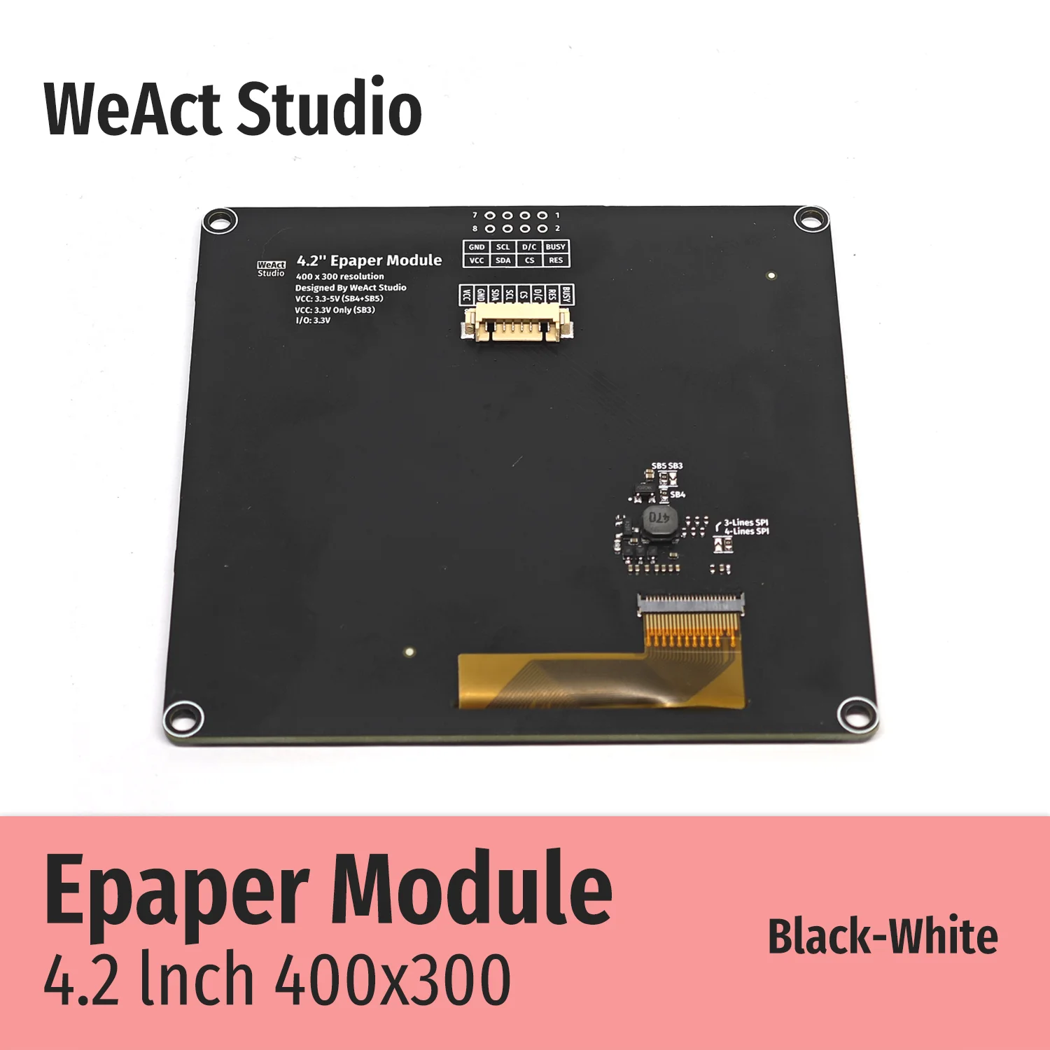 4.2인치 4.2인치 Epaper 모듈 전자종이 전자잉크 EInk 디스플레이 화면 SPI 흑백 [WeAct-Studio-062]