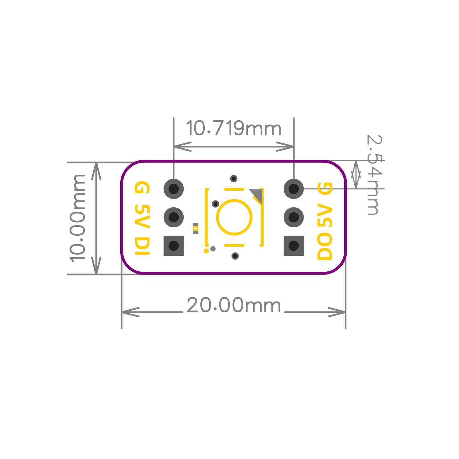 WS2812 1픽셀 RGB 모듈 LED 5V 5050 미니 컬러 8비트 1x1 [WeAct Studio-066]
