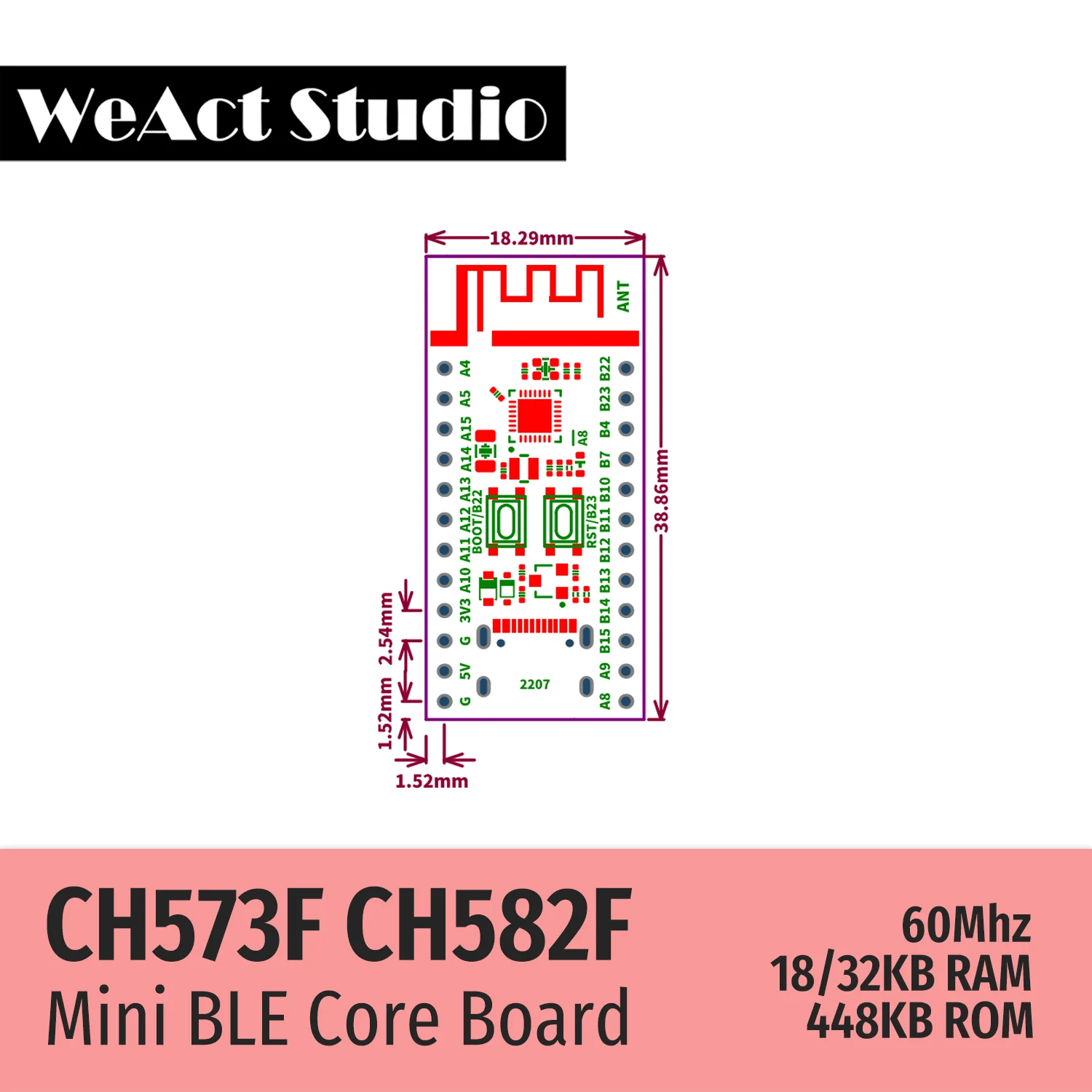 CH573F CH582F 코어 보드 WCH BLE 4.2 5.0 RISC-V [WeAct-Studio-059]