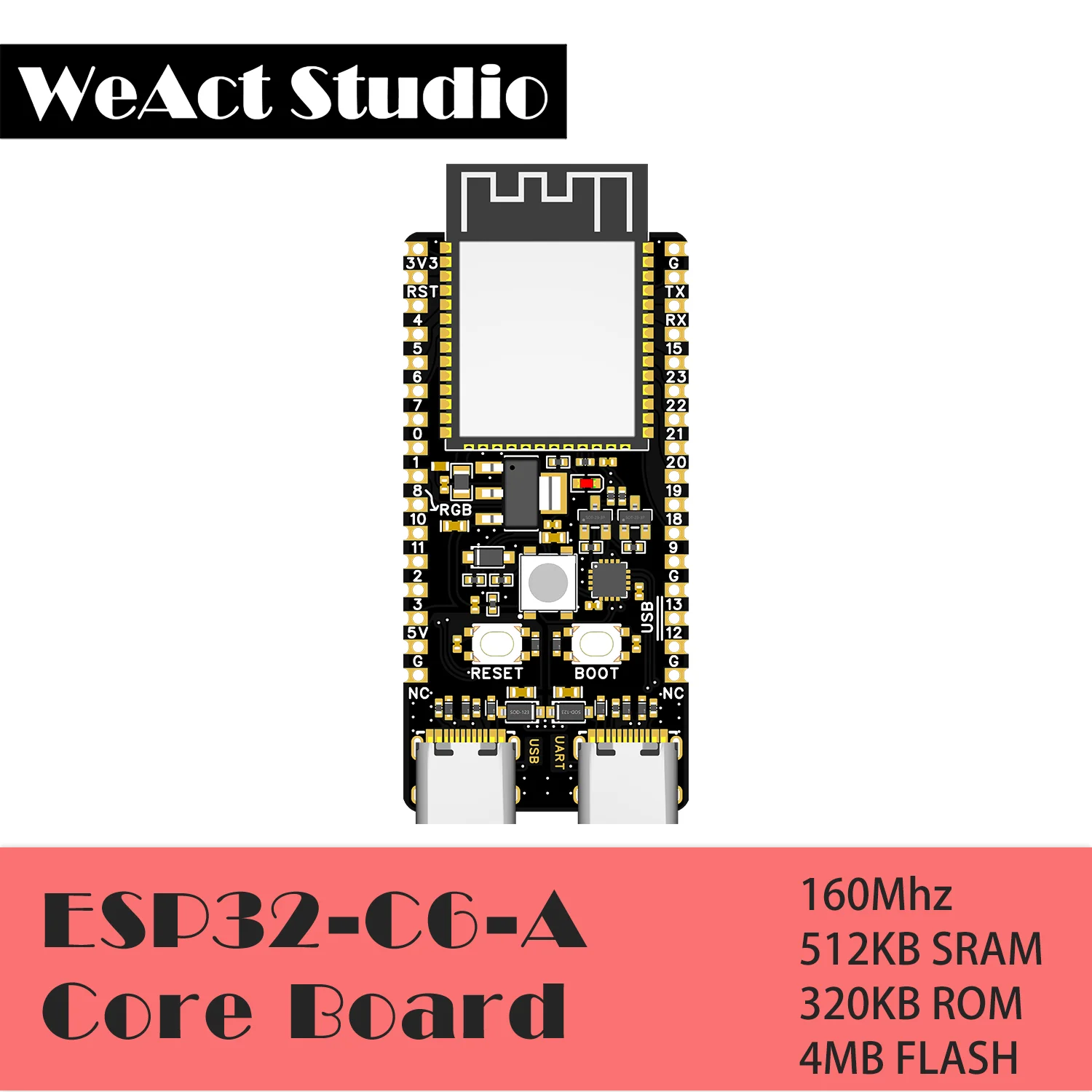ESP32-C6 개발 보드 ESP32C6 최소 시스템 보드 ESP32 코어 보드 RISC-V 에스프레시프 IoT WiFi6 블루투스 지그비 [WeAct-Studio-064]