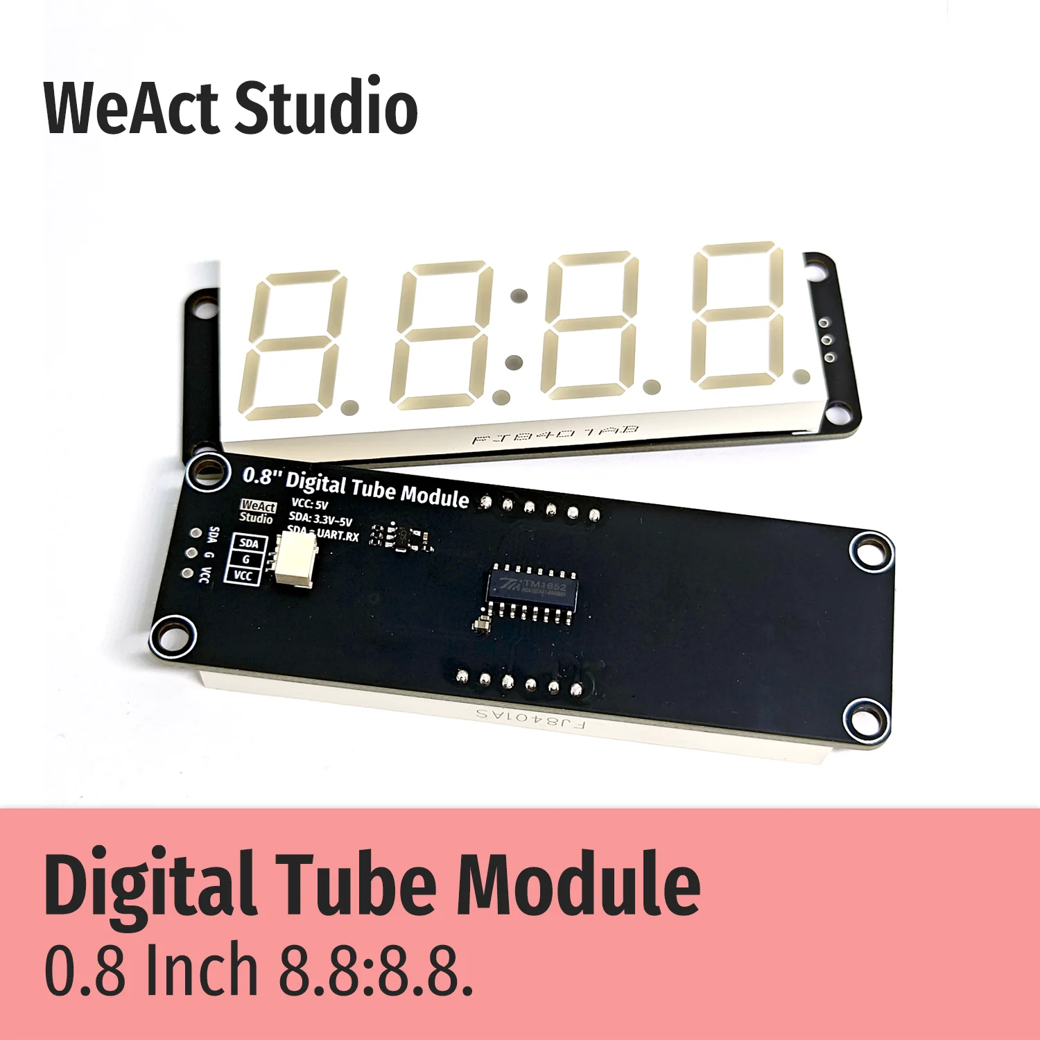 디지털 튜브 모듈 TM1652 0.8 인치 8.8:8.8 모듈 레드 그린 블루 화이트 [WeAct Studio-073]