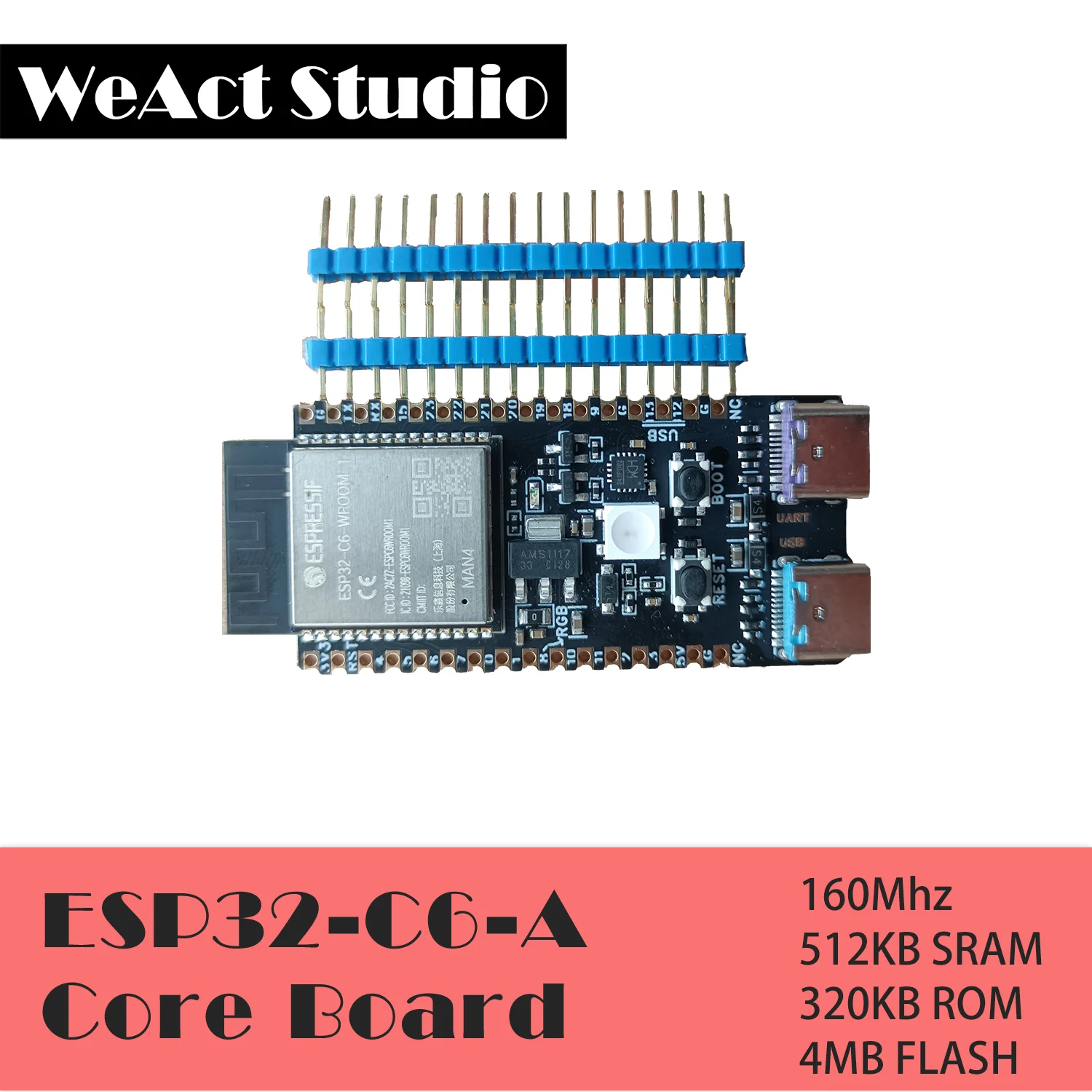 ESP32-C6 개발 보드 ESP32C6 최소 시스템 보드 ESP32 코어 보드 RISC-V 에스프레시프 IoT WiFi6 블루투스 지그비 [WeAct-Studio-064]