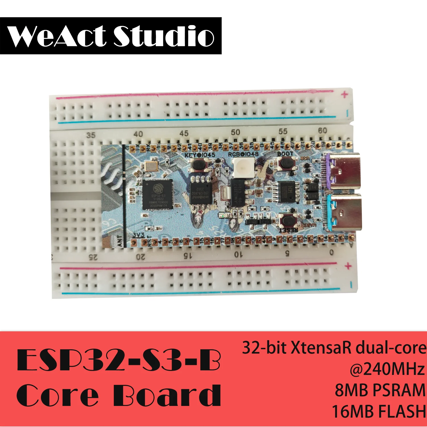 ESP32-S3-N16R8 WiFi Bluetooth 호환 BLE 5.0 메시 개발 보드 ESP32S3 무선 모듈 Micropython [WeAct Studio-072]