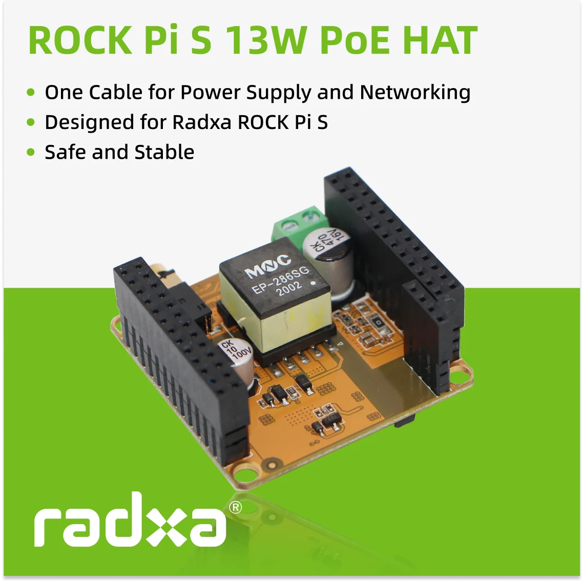 ROCK Pi S PoE HAT 이더넷 전원 공급 모듈 [RADXA-77]