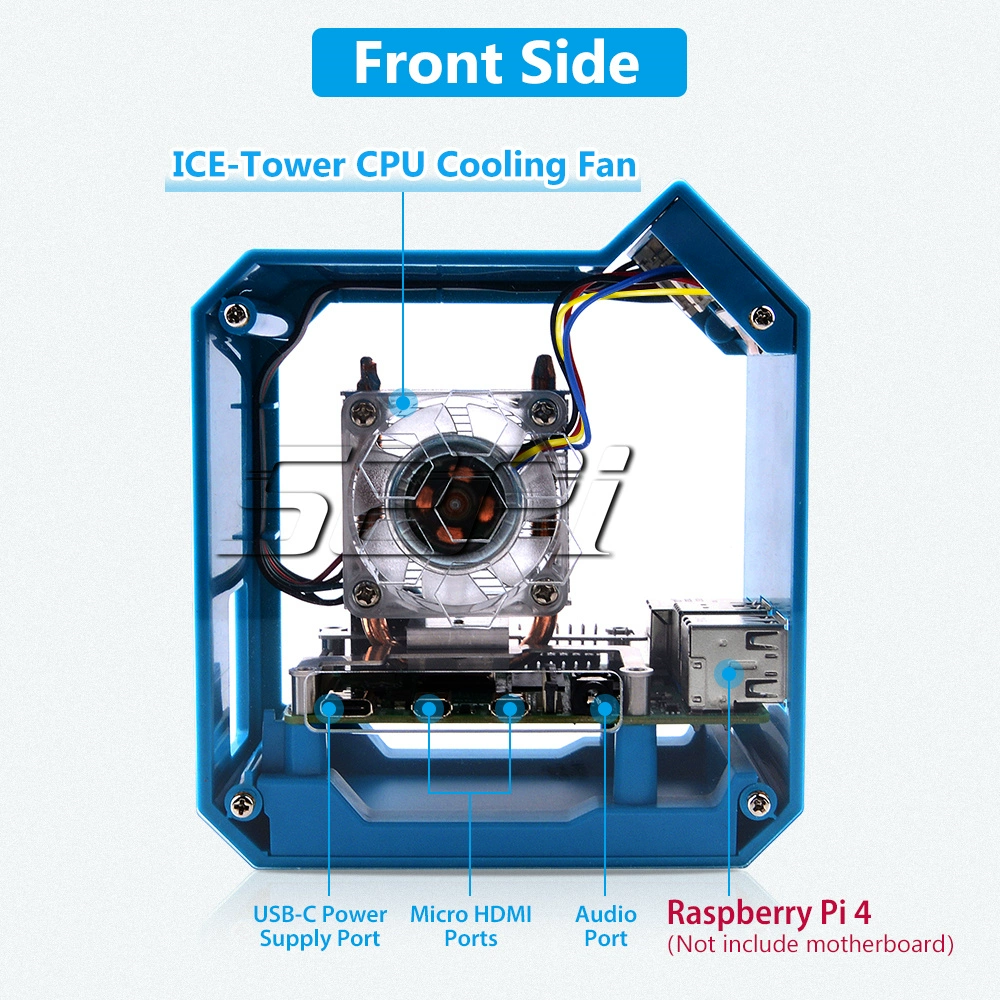 라즈베리파이 4B ABS 아이스타워 라디에이터 케이스 0.96스크린 장착 Raspberry Pi [52PI-051]