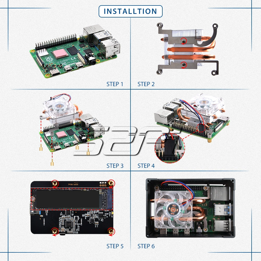 Raspberry Pi 4B 수평형 라디에이터 NAS 알루미늄 케이스 키트 [52PI-049]