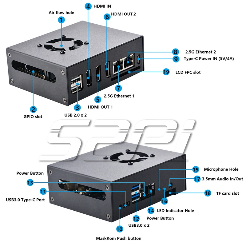 오렌지파이 Orange Pi 5 Plus 개발판 4010 쿨링 키트 철제 케이스 적용 [52PI-047]