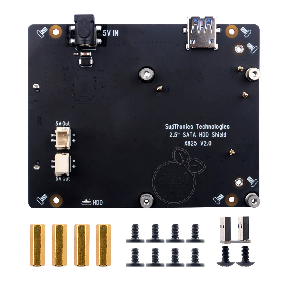 Raspberry Pi 4B X825 2.5인치 SATA HDD SSD 스토리지 확장판 적용 [52PI-035]