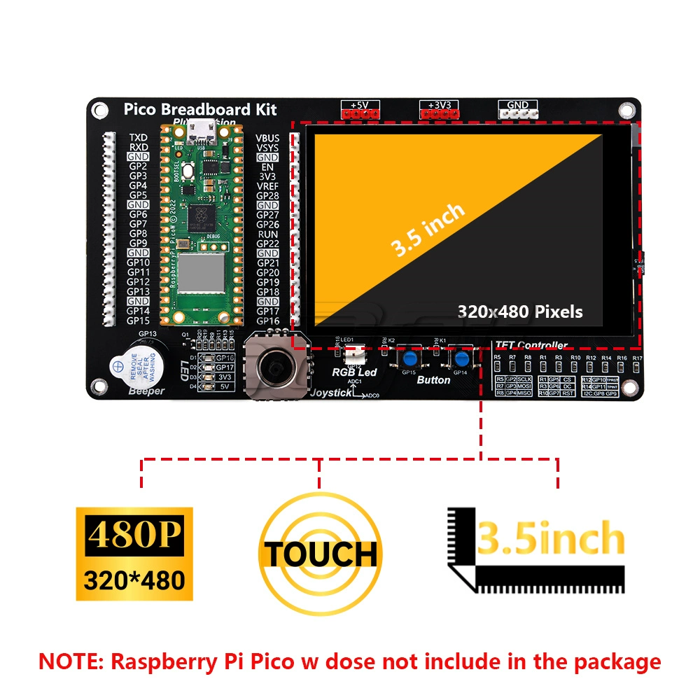 Raspberry Pi Pi Pico 라즈베리파이 파이 피코 확장팩 (터치스크린 3.5인치 포함) 키트 [52PI-046]