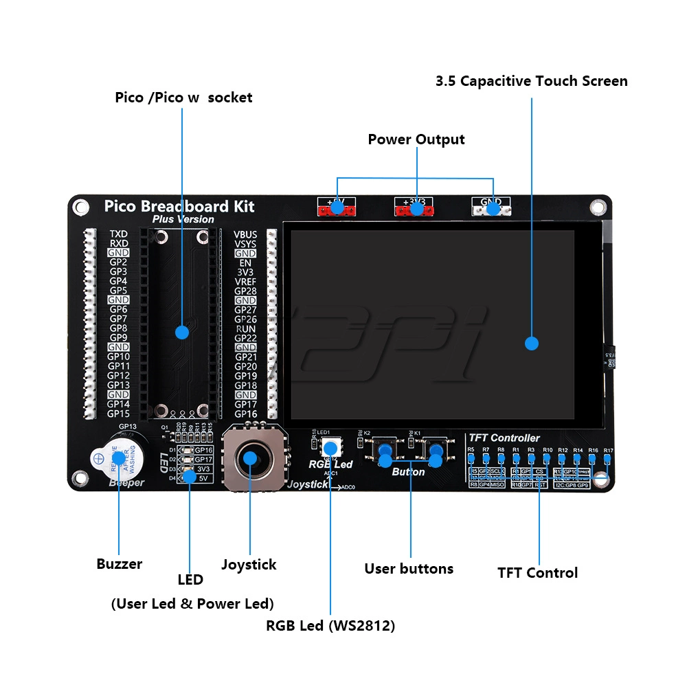 Raspberry Pi Pi Pico 라즈베리파이 파이 피코 확장팩 (터치스크린 3.5인치 포함) 키트 [52PI-046]