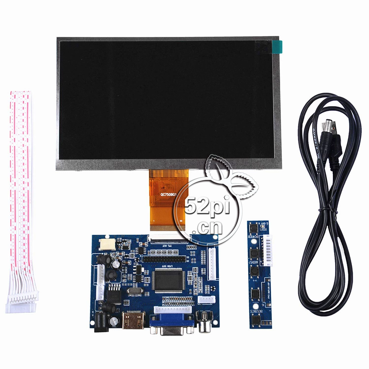 Raspberry Pi 라즈베리파이용 7인치 HDMI 터치리스 HDMI 1024x600 [52PI-024]