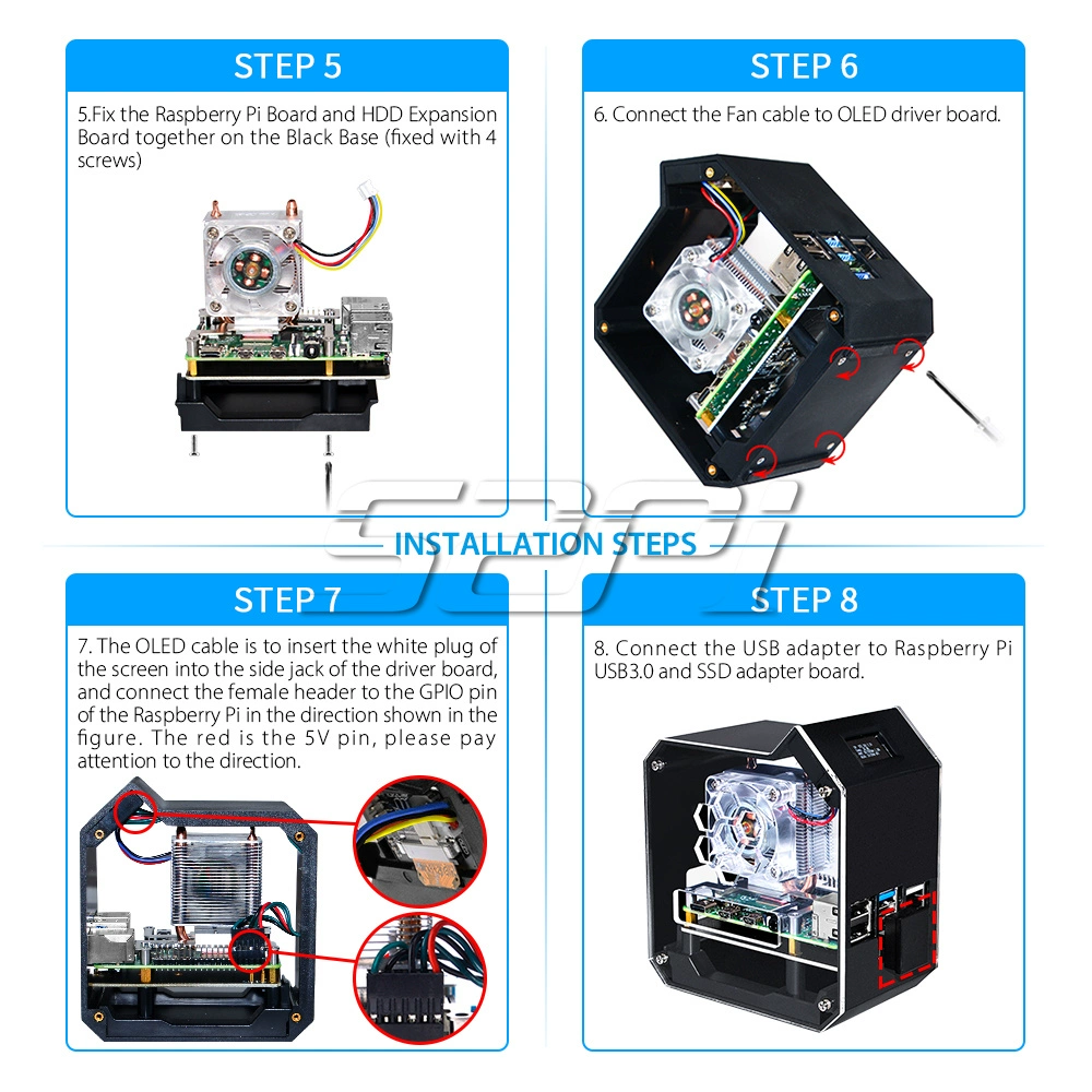 라즈베리 파이용 Raspberry Pi 4B NAS 스토리지 0.96 화면 방열 섀시 [52PI-050]
