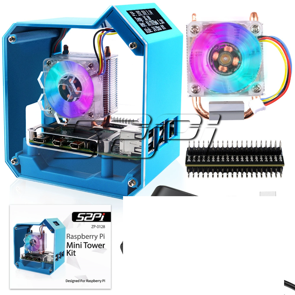라즈베리파이 4B ABS 아이스타워 라디에이터 케이스 0.96스크린 장착 Raspberry Pi [52PI-051]