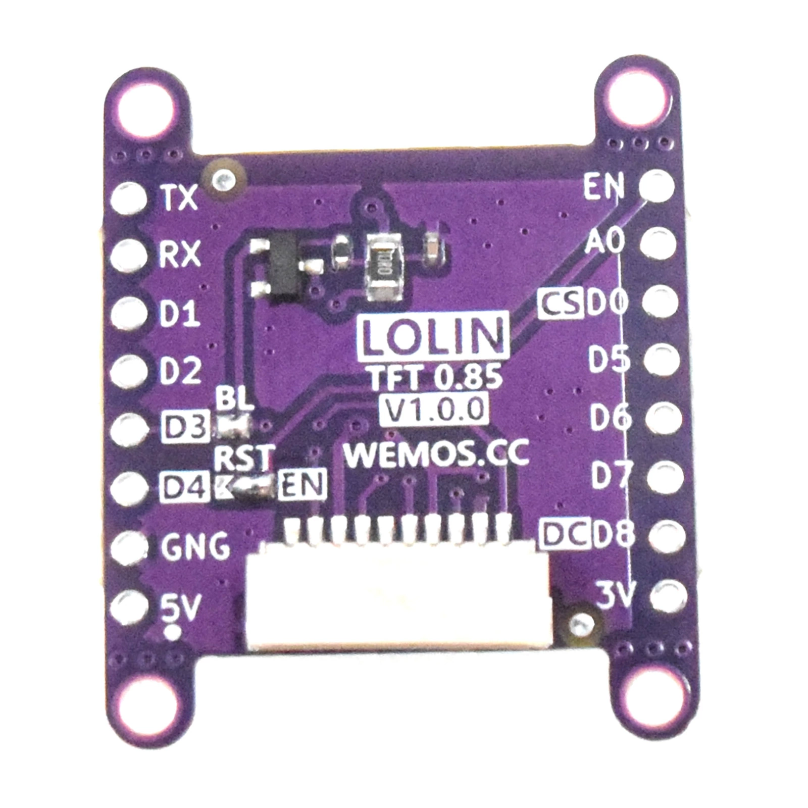 Tft 0.85 Schild V1.0. 0 디스플레이 128x128 Ips Gc9107 (Gc9a01) [LOLIN-004]