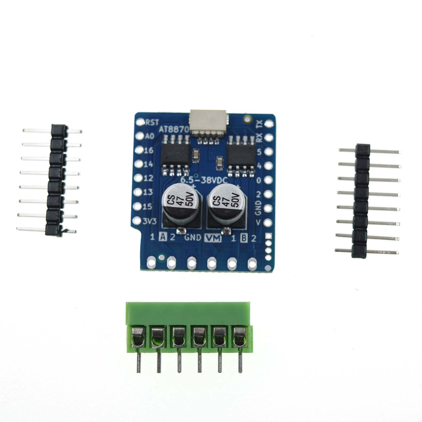 AT8870 모터 드라이버 확장 보드 V1.0.0 (6.5-38V 출력)- LOLIN D1 Mini 전용 [LOLIN-005]