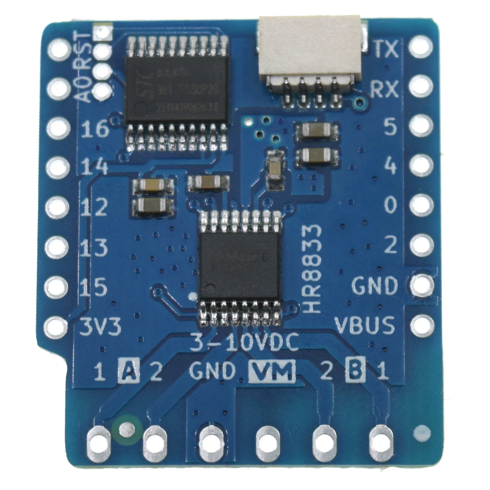 HR8833-10V 모터 I2C 확장판 V1.0.0 D1 Mini용 [LOLIN-007]