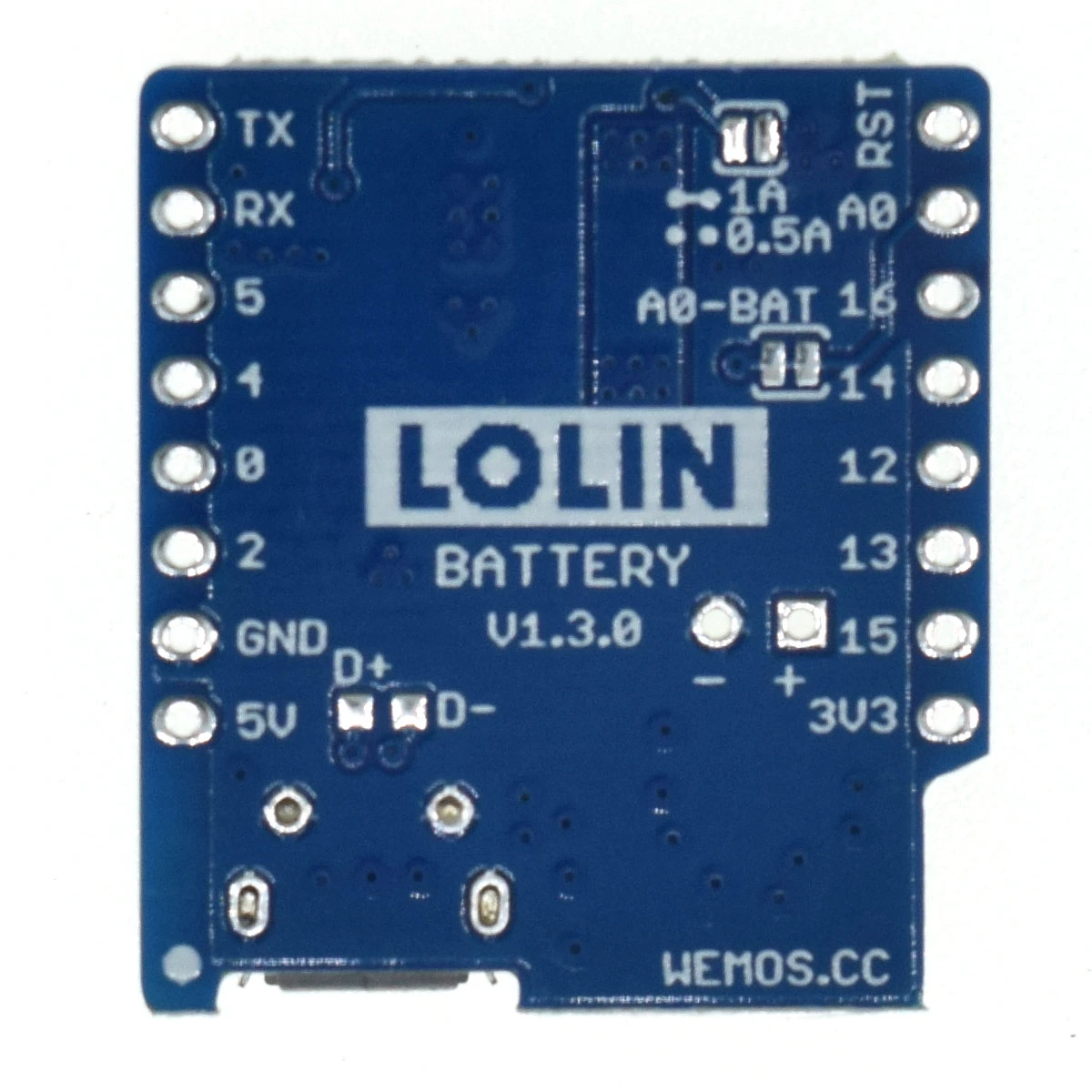 Battery 리튬배터리 충전 승압 확장판 V1.3.0 은 D1 Mini용 [LOLIN-012]