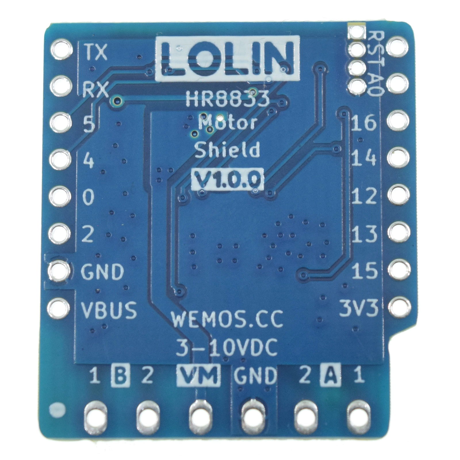 HR8833-10V 모터 I2C 확장판 V1.0.0 D1 Mini용 [LOLIN-007]