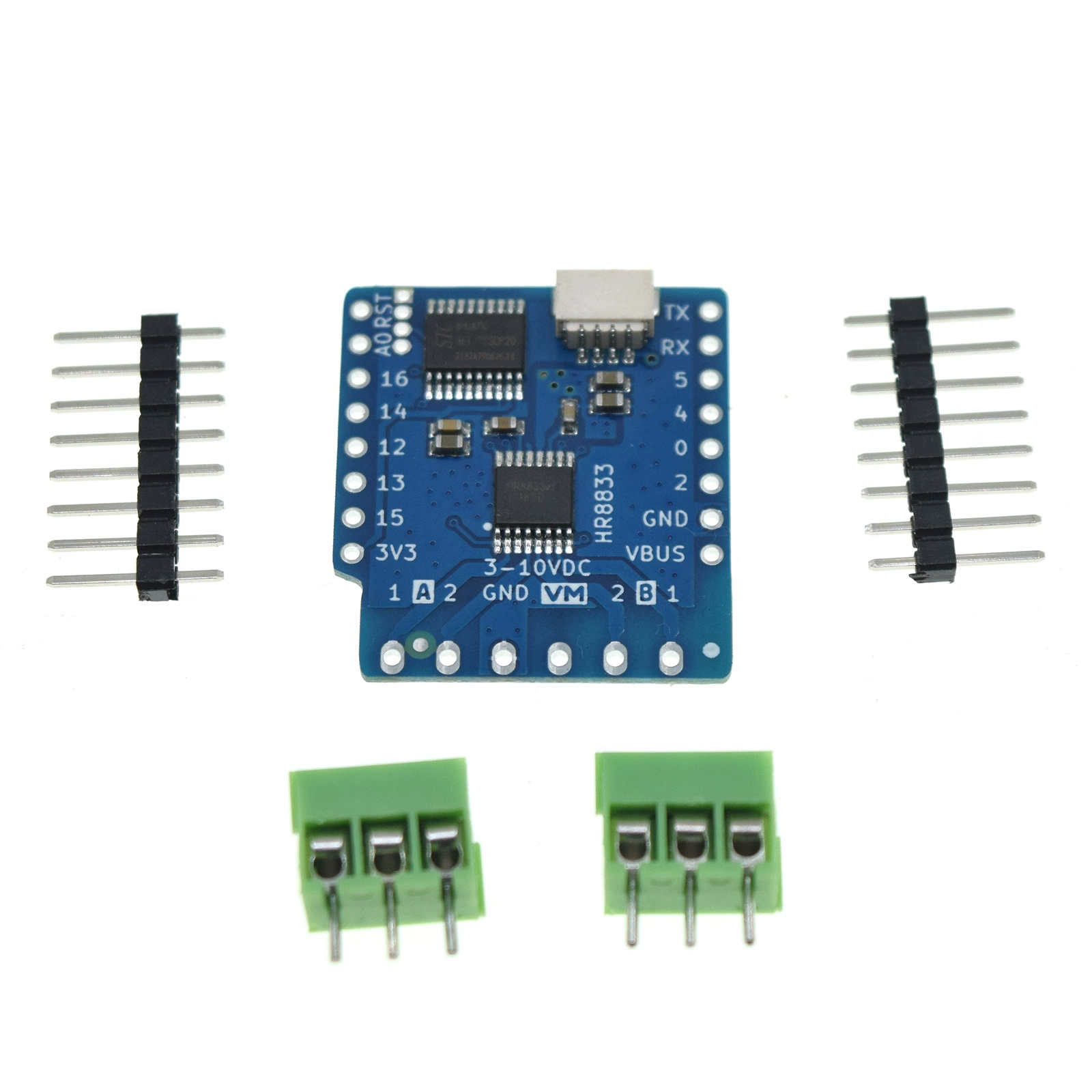 HR8833-10V 모터 I2C 확장판 V1.0.0 D1 Mini용 [LOLIN-007]