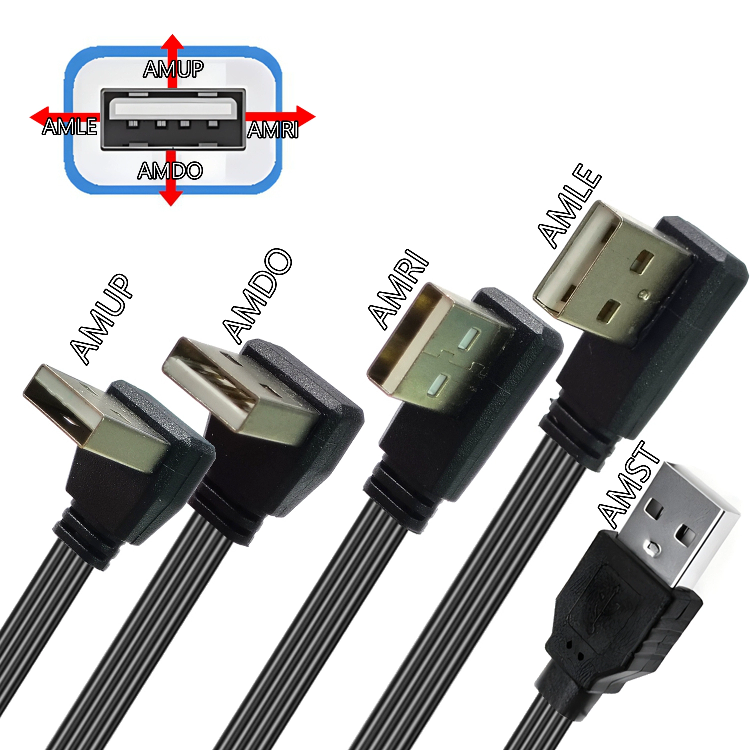 006 소프트 USB2.0 상하 좌우 굽힌 90도 직각 사각 데이터 선 BM 데스크톱 프린터 선 100CM [ZBC011-005]