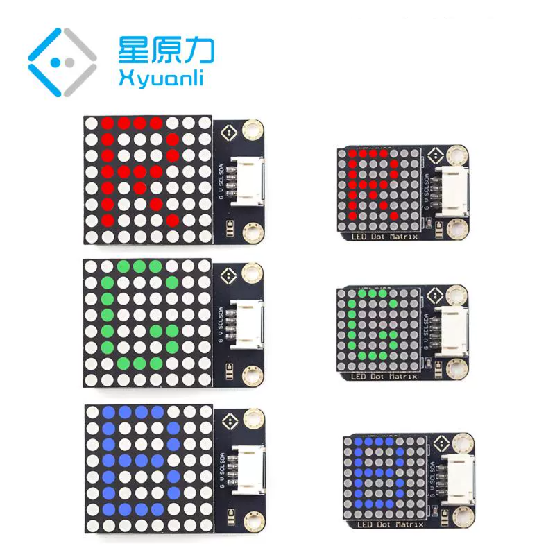 8x8 커먼 캐소드(공통 음극) LED 도트 매트릭스 역방향 삽입 방지 HT16K33 788 1088 드라이버 내장-아두이노-장콩판 호환 [Xyuanli-050]