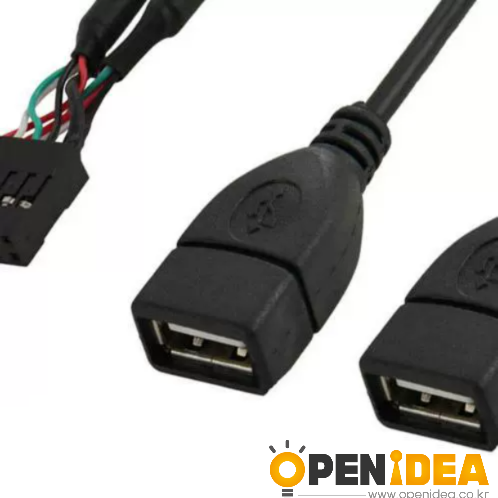 메인보드 9핀 → USB  듀얼 포트 확장 브라켓 이블 듀폰 2.54mm 단자 적용 9핀 to USB 2포트 연결선 30cm [ZBB002-001]