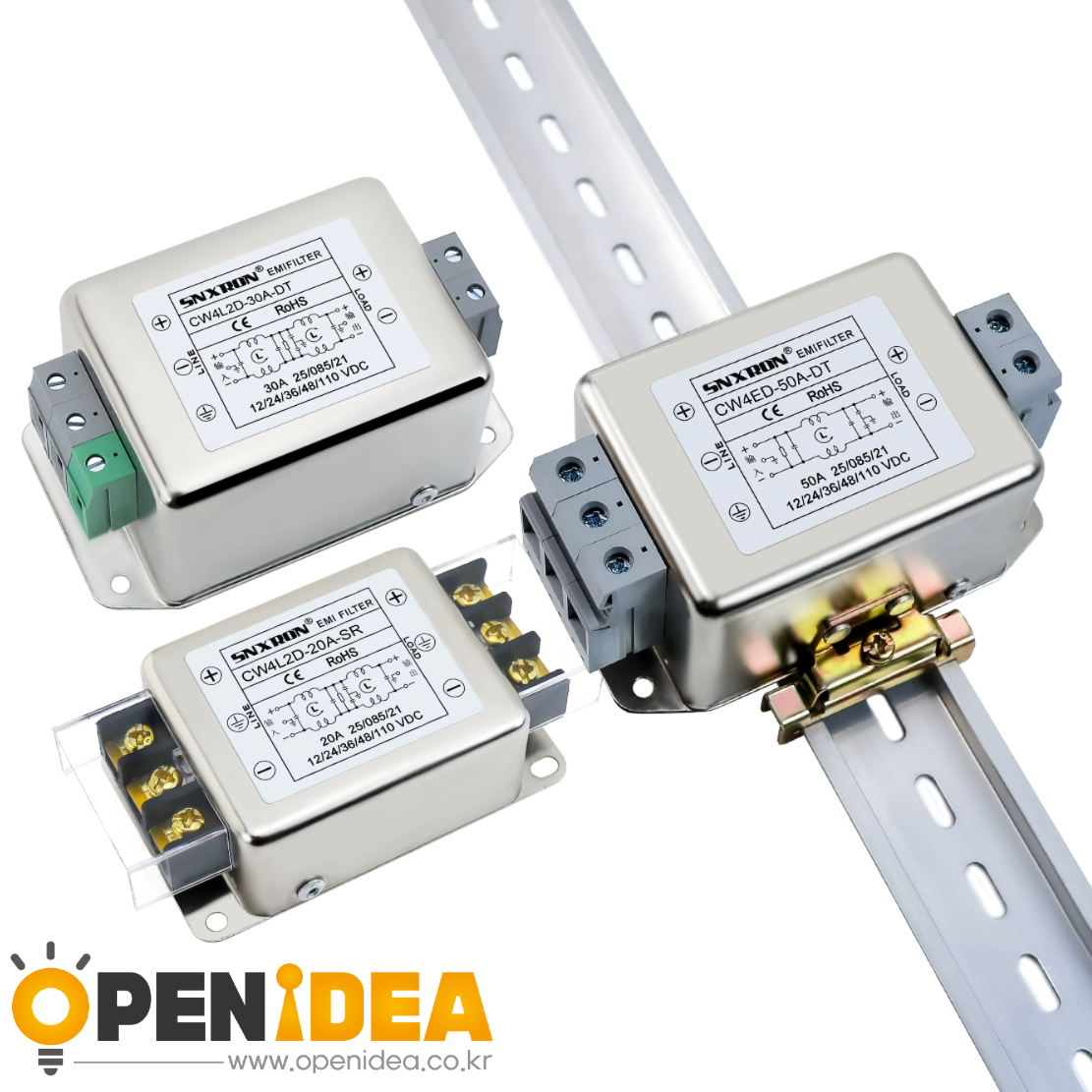 직류 DC12V 24V 48V 100V 단단계-이단계 전원 필터 3A 6A 10A 30A 50A 단자 레일 정화 [ZHE004-004]