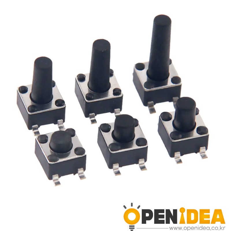 표면 실장형(SMD) 경량 터치 스위치 4.5×4.5mm - 높이 3.5~12mm 옵션 4핀 구리핀 자동 복귀형 [ZSA028-006]