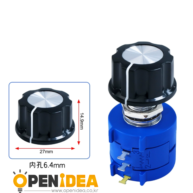 BOURNS 멀티턴 와이어와운드 포텐셔미터 3590S-2 501L 102L 103L 202L 104L 스케일 노브+A03 노브 장착 내경 6.4mm [ZCM059-050]