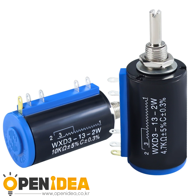 WXD3-13-2W 정밀 다회선 권선 포텐셔미터 100Ω 220Ω 4.7K 10K 47K 100K 눈금 조절 노브 축 직경 4mm [ZCM059-053]