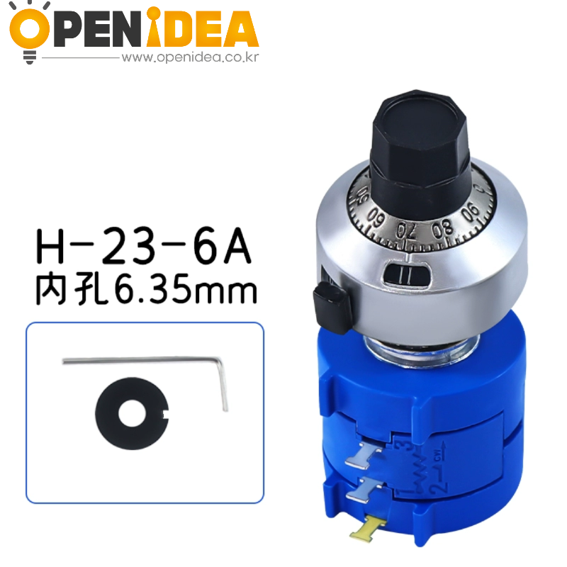 BOURNS 멀티턴 와이어와운드 포텐셔미터 3590S-2 501L 102L 103L 202L 104L 스케일 노브+H-23-6A 내경6.35mm [ZCM059-051]