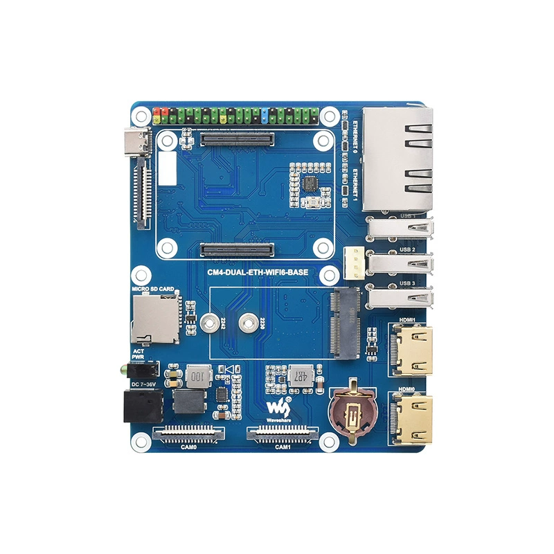 CM4 WiFi6 듀얼 네트워크 확장 보드 - 컴퓨트 모듈 코어 보드 온보드 M.2 E KEY 인터페이스 CM4-DUAL-ETH-WIFI6-BASE [ZTW40-337]
