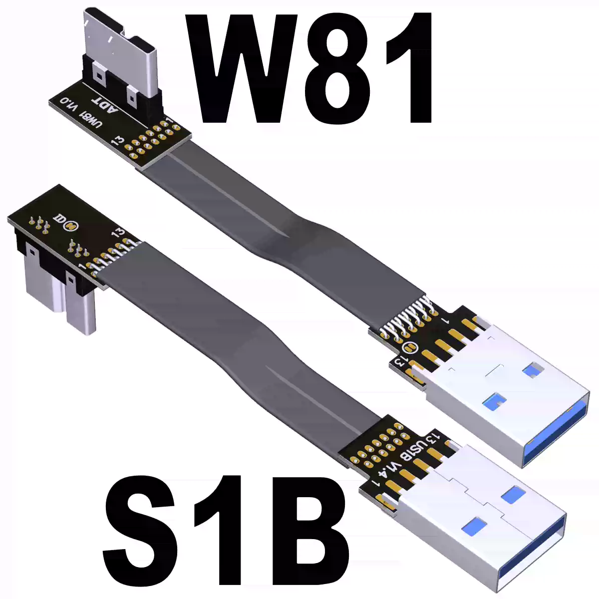 USB 3.0 A타입(공) to 마이크로 B타입(공) 더블 L형 플랫 케이블 0.2m [ZBN001-058]