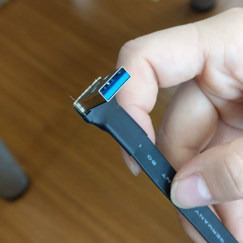 USB 3.0 A타입(공) to 마이크로 B타입(공) 더블 L형 플랫 케이블 0.2m [ZBN001-058]