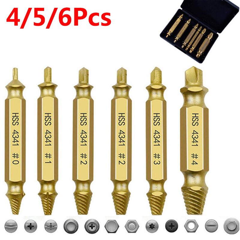 손상된 나사 추출기 드릴 비트 세트 깨진 나사 볼트 제거기 철거 도구 4PCS 5PCS 6PCS [OA49-133]