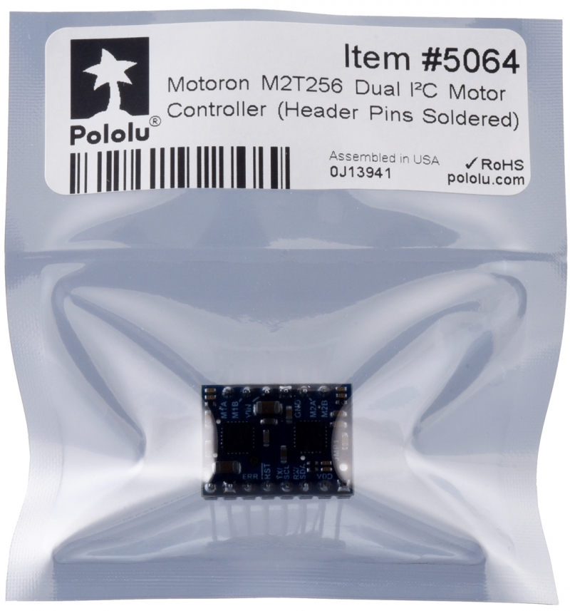 Motoron M2T256 - DRV8256P 2채널 4.5-48V 1.8A I2C 모터 컨트롤러 모듈 (핀 헤더 납땜) [PLLU-5064]
