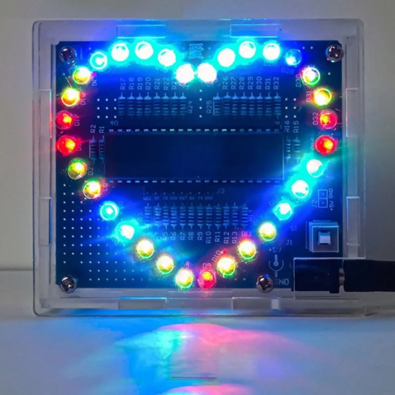DIY 하트 모양 워터 램프 LED 납땜 연습 키트 다채로운 눈부신 빛 51 마이크로 컨트롤러 [DIY-42]