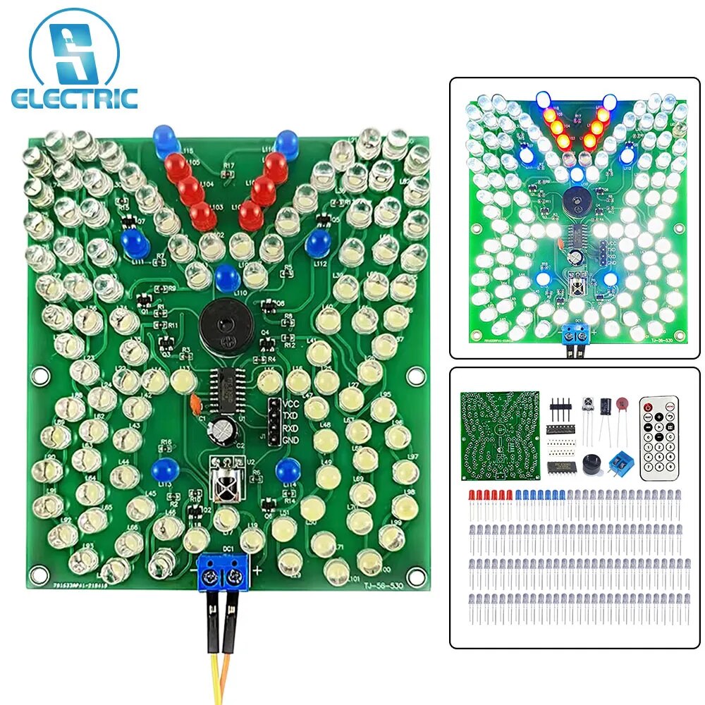 DIY 납땜 키트 원격 제어 음악 나비 램프 음향 광학 LED 재미있는 전자 생산 학교 교육 학습 [DIY-281]